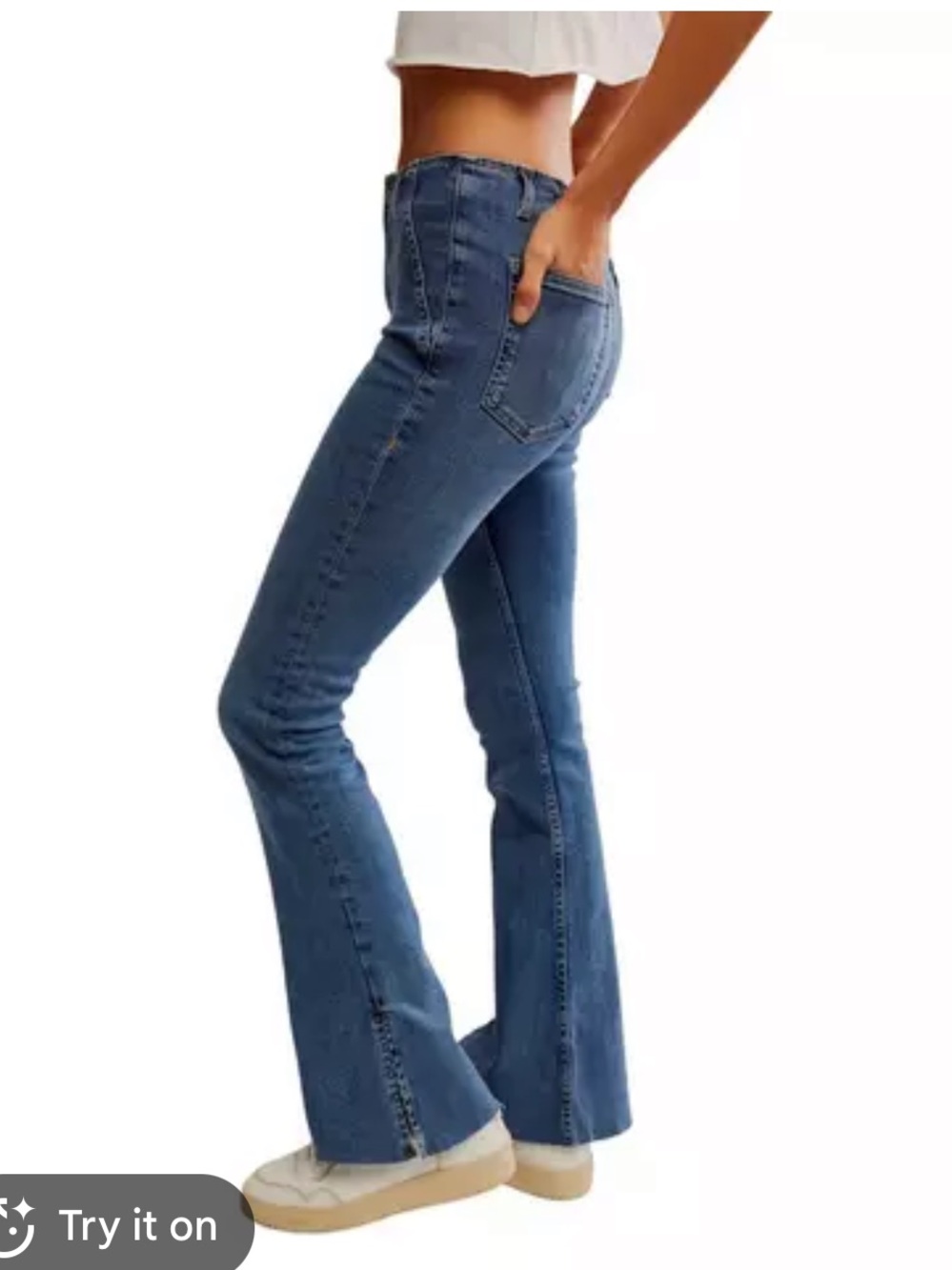 Free People Blue High-Rise Flare Jeans